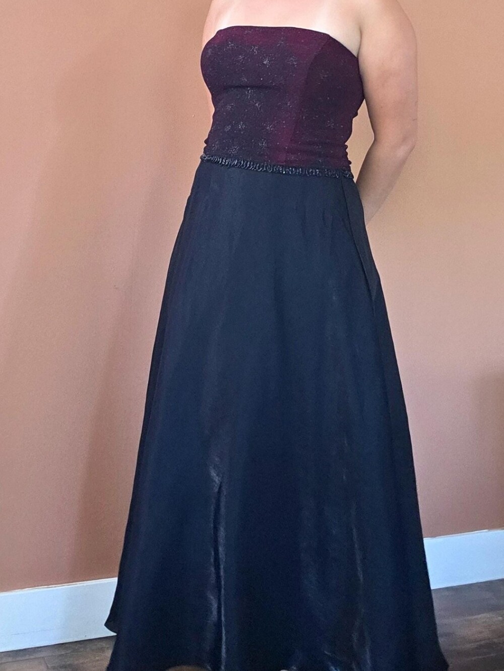 Vintage Scott McClintock Millennium 2000 Black Beaded Evening Gown / Y2K Sparkly